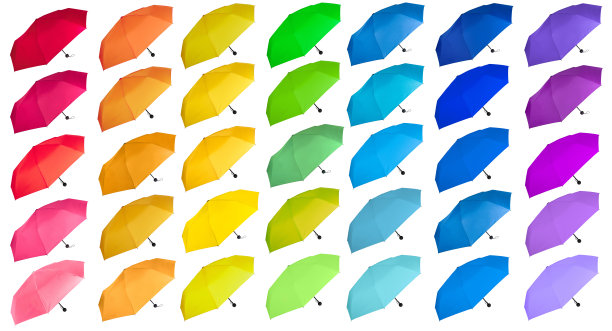 一套色彩斑斓的雨伞孤立。无缝模式图片下载