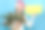 快乐的年轻女孩20多岁在圣诞红帽子拿着一束云杉树枝和黄色的空空白说云说话泡泡，在蓝色的背景。新年喜庆喜庆佳节概念图片下载