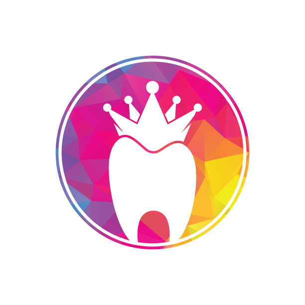 国王牙科标志设计概念矢量。图片下载