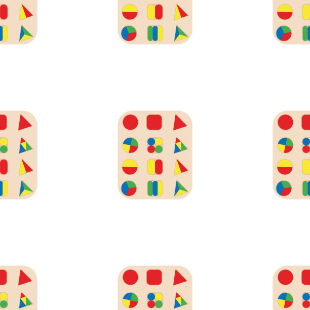 儿童木制玩具游戏。婴儿无缝图案与蒙台梭利主题。学龄前儿童益智玩具。早期儿童发展的蒙台梭利系统。图片下载