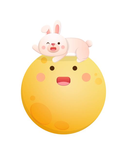 可爱的兔子吉祥物性格与月亮，中国的传统节日:中秋节图片下载
