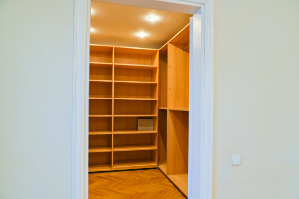 公寓里的衣柜，有用来存放衣服的木柜图片下载