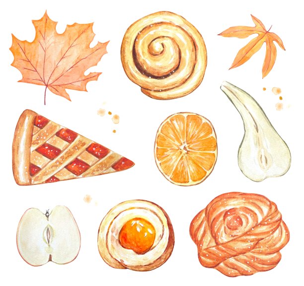 秋季粮食剪纸艺术。水彩在白色背景图片下载