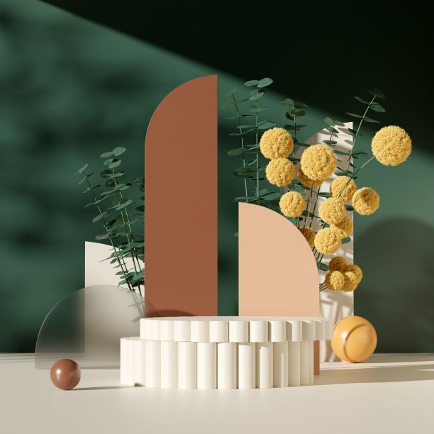 靠着绿色墙壁的桌子上装饰得很漂亮图片下载