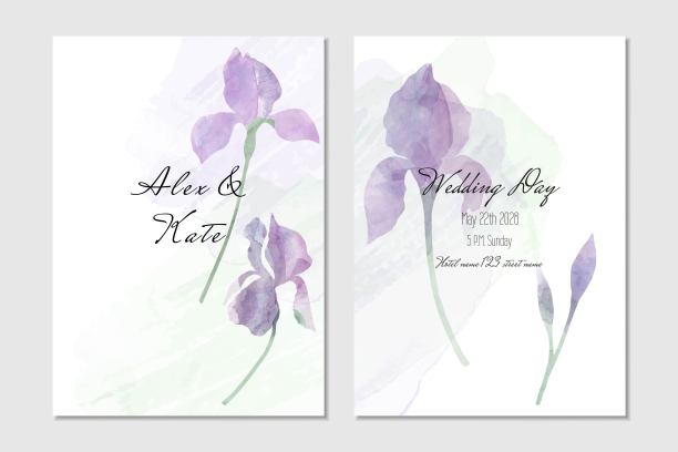 花水彩婚礼请柬模板图片下载