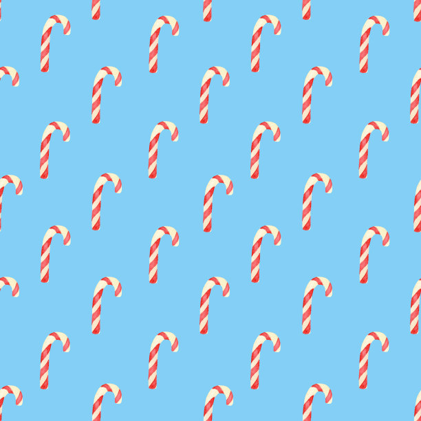 水彩圣诞无缝图案与拐杖糖。条纹红色棒棒糖图案。寒假插画。包装和纺织品设计。图片下载