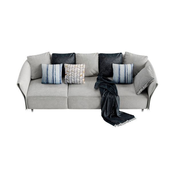 现代沙发的3D渲染与白色背景的枕头图片下载