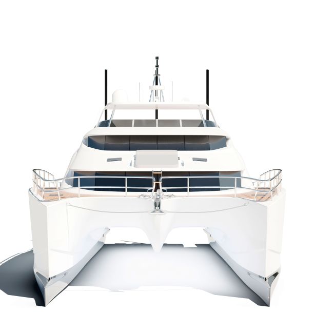 白色双体船孤立在白色背景的3D渲染图片下载