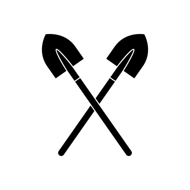 铲图标。黑色十字铲符号。手工具图标。矢量插图。图片下载