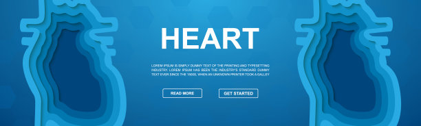 心形剪纸标志为促销横幅。水平剪纸插图。心脏学，内部器官设计模板插图概念。图片下载