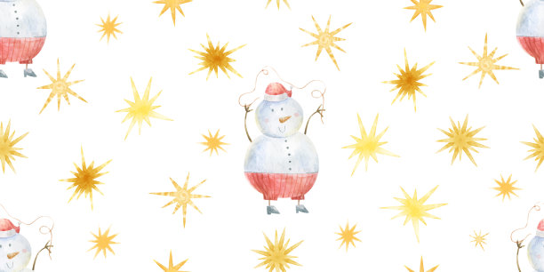 可爱的孩子无缝图案与雪人，婴儿设计，冬天的艺术图片下载