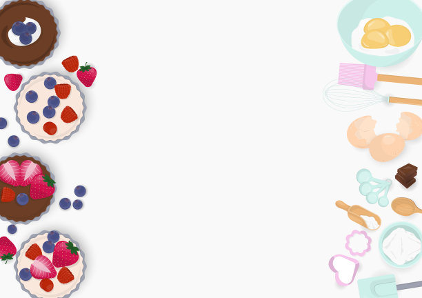 纸杯蛋糕和厨房用具烘焙背景图片下载