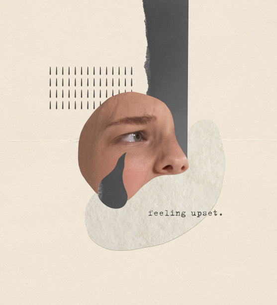 当代艺术拼贴。概念上的形象。女性眼睛中表达悲伤的身体部分图片下载