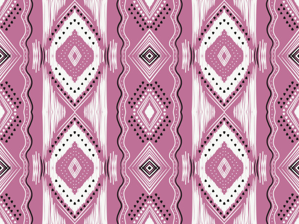 面料伊卡特无缝图案几何民族传统，蜡染面料插画刺绣刺绣风格。图片下载