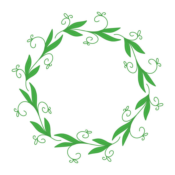 涂鸦手画树枝花环框矢量插图图片下载