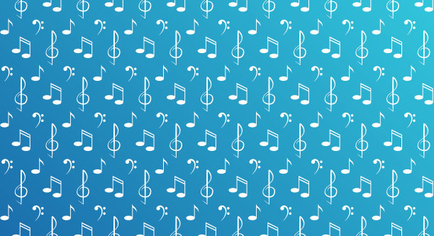蓝色渐变背景上的音乐符号图案图片下载