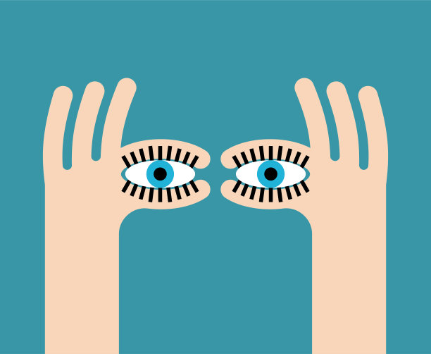 手指的眼睛。望远镜手势。矢量图图片下载