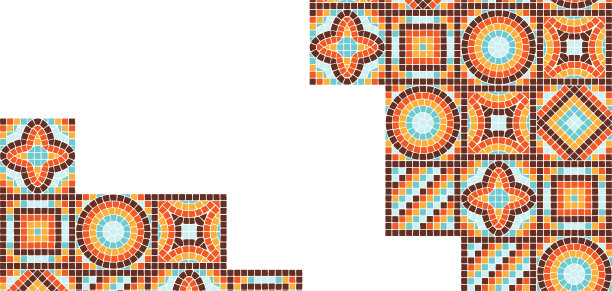 古代马赛克瓷砖背景。装饰古色古香的石头装饰品。图片下载