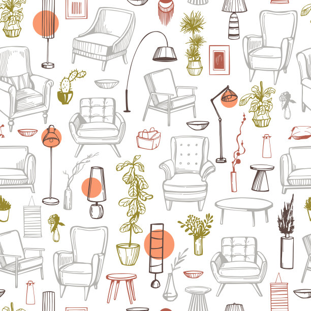 家庭家具。矢量模式图片下载