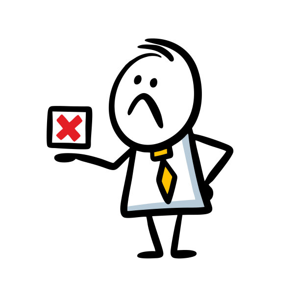 商人给有标记的复选框打了否定的红叉。图片下载