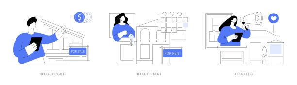房地产中介服务抽象概念矢量插图。图片下载