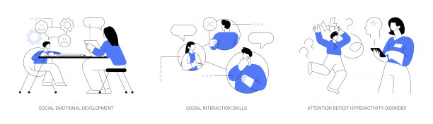 儿童情绪管理抽象概念矢量插图。图片下载