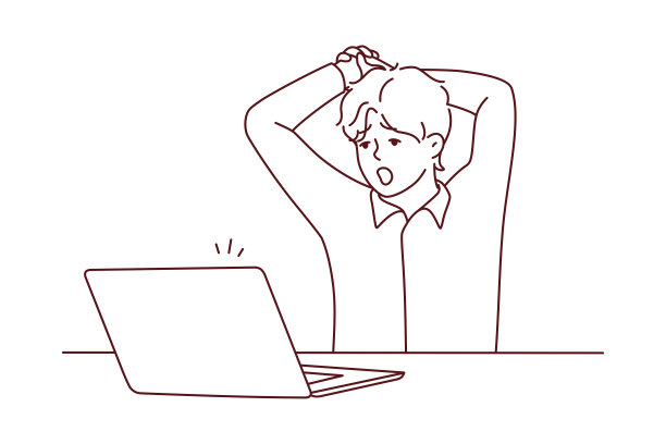 精疲力竭的人被电脑工作压垮了图片下载