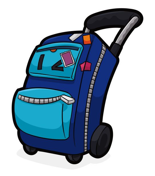 可爱的行李准备旅行，向你眨眼，矢量插图图片下载