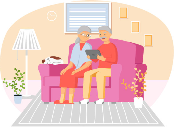 老人玩电子游戏。拥有不同小工具的老年人。年长的计算机教育图片下载