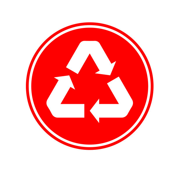 红色回收标志。地球。图标的象征。矢量插图。股票的形象。图片下载