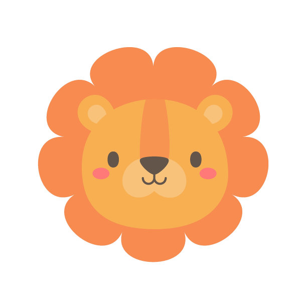 狮子向量。为孩子设计的可爱的动物脸图片下载
