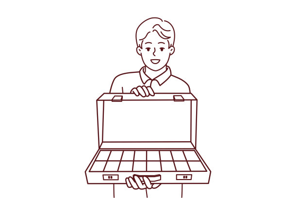 带着装满钱的公文包的微笑男人图片下载