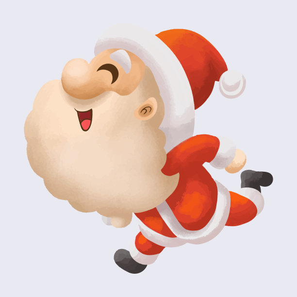 卡通可爱的圣诞老人水彩画风格孤立在白色的背景图片下载