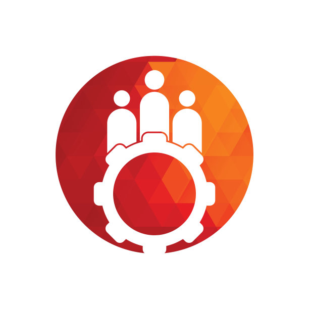 齿轮和人矢量标志设计模板。图片下载