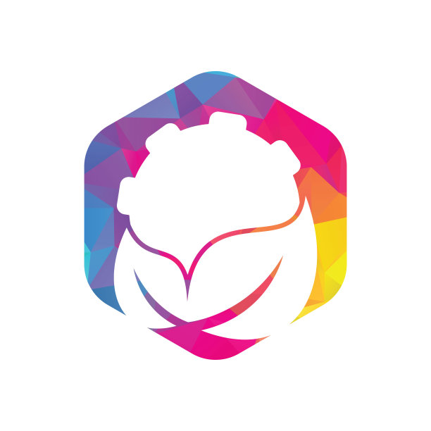 齿轮和叶片标志组合矢量。图片下载