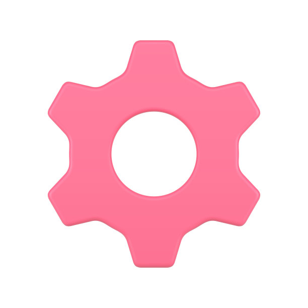 粉色齿轮机构工程发展工业优化按钮3d图标矢量图片下载