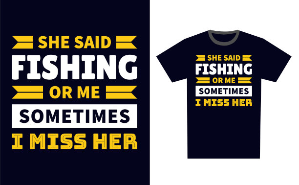 钓鱼T恤设计模板矢量图片下载