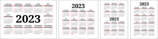 2023年日历设置。彩色英文压延模板集合图片下载