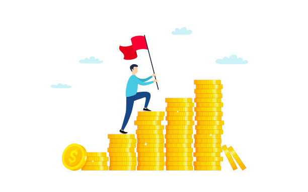 男子攀爬硬币利润业务增长图表图片下载