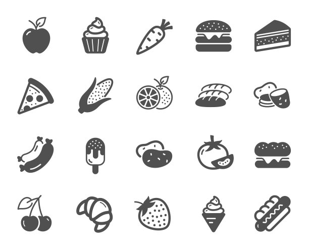 食物图标蔬菜水果和甜点图片下载