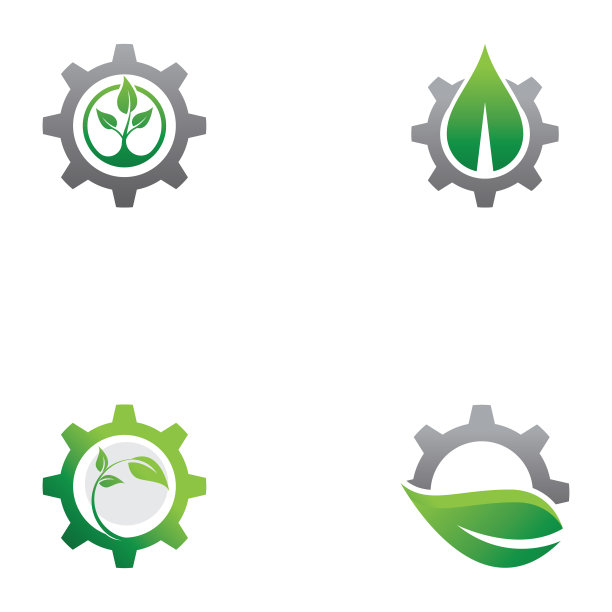 绿叶齿轮图标标志设计元素图片下载