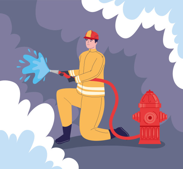 消防队员消防栓里有软管图片下载