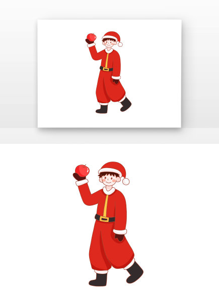圣诞节人物拿平安果图片下载