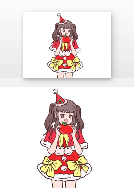 圣诞节穿裙子女孩人物拿苹果图片下载