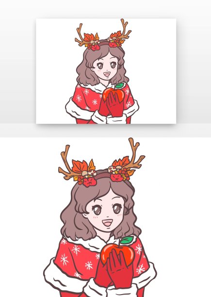 圣诞节女孩捧着苹果图片下载