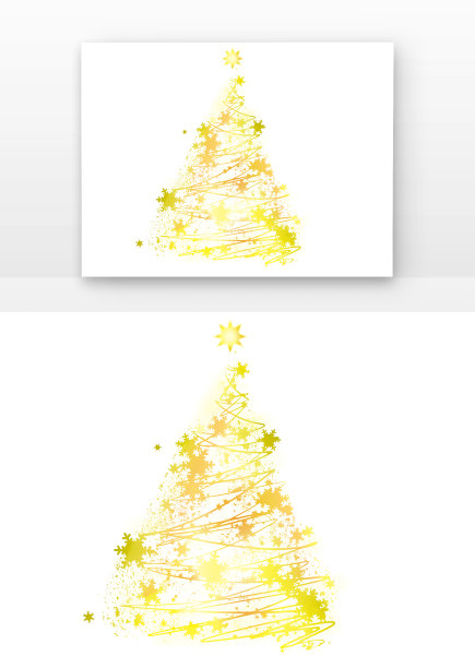 卡通唯美鎏金线性圣诞树图片下载