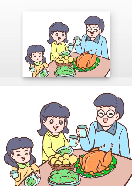 感恩节一家人聚餐图片下载