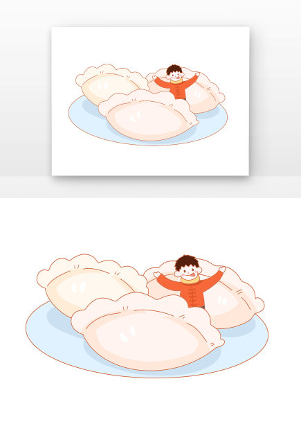 冬至儿童与饺子组合图片下载