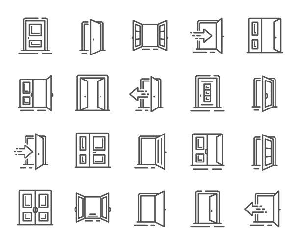 入口线图标打开门，建筑入口和图片下载