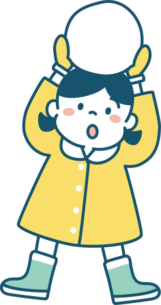插图女孩在冬天做大雪球图片下载